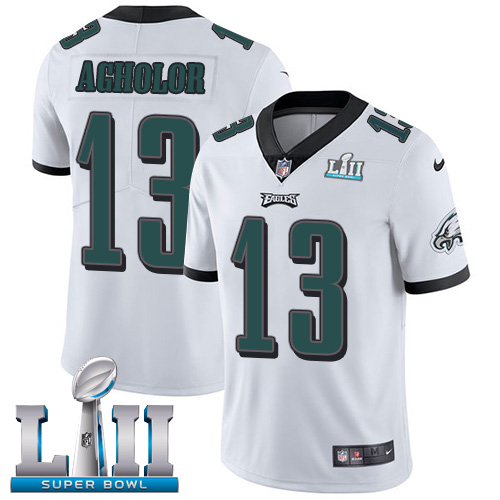 Nike Eagles #13 Nelson Agholor White Super Bowl LII Youth Stitched NFL Vapor Untouchable Limited Jersey
